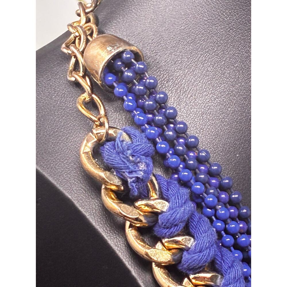 Vintage H&M Cobalt Blue Multi-Strand Statement Bib Necklace - Picture 5 of 6